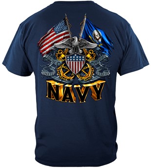Double Flag Eagle Navy Shield