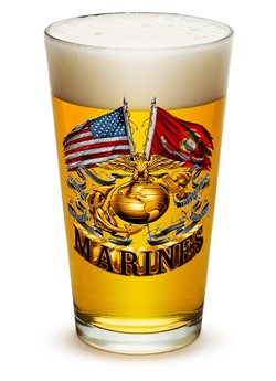 DOUBLE FLAG GOLD GLOBE MARINE CORPS