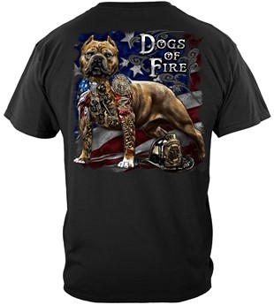 Firefighter Pit Bull Dog Tattoo American Flag