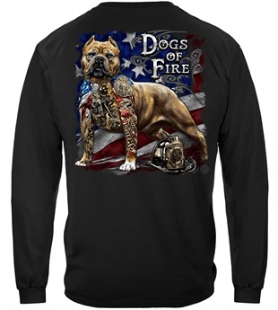 Firefighter Pit Bull Dog Tattoo American Flag