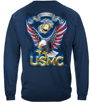 USMC Marine Corps Full American Flag Bald Eagle Feather EGA
